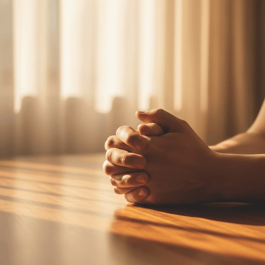 Hands clasped in prayer